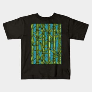 Bamboo forest on blue Kids T-Shirt